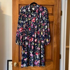 Gorgeous J Crew Size Large Navy With Floral Printed Dress